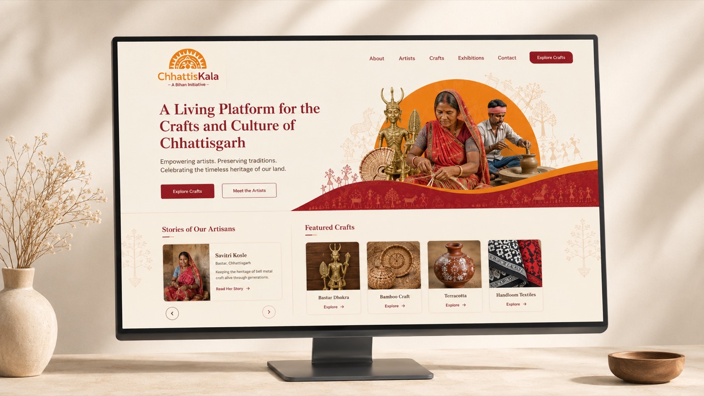 Chhattiskala website landing page on a monitor