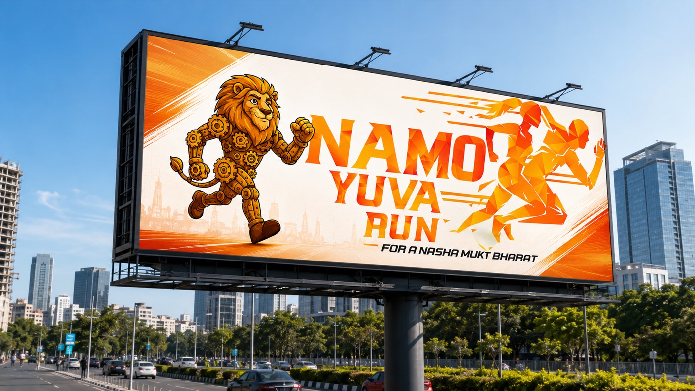 NaMo Yuva Run outdoor billboard mockup