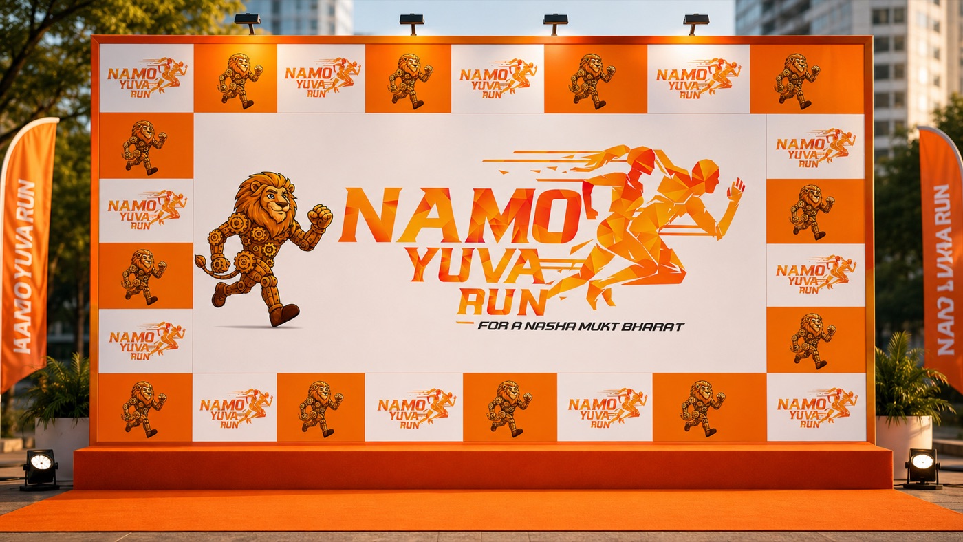 NaMo Yuva Run media wall event backdrop